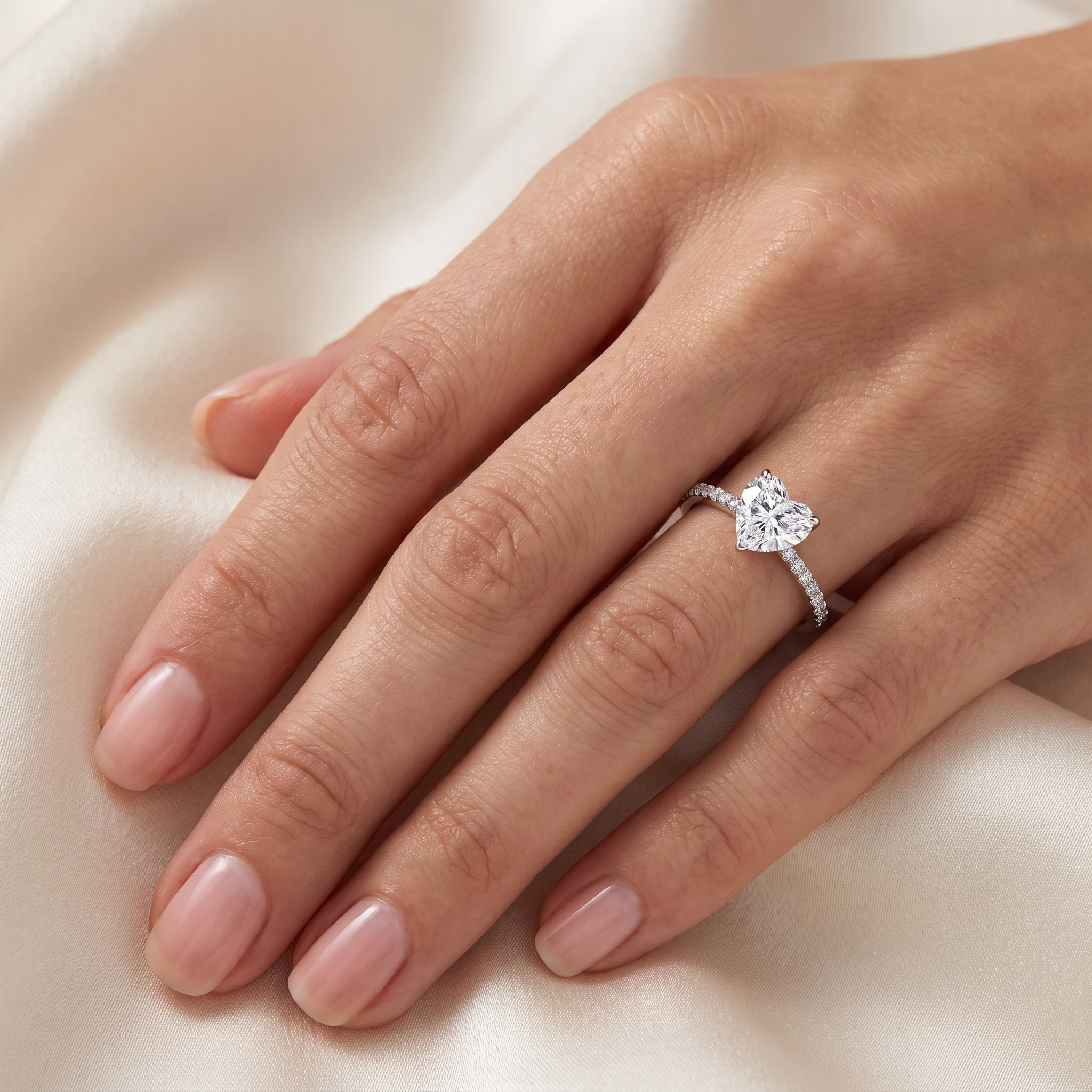 Lab-Created Heart-Shaped Diamond Engagement Ring | 3.16 CT Diamonds | 18K White Gold Secondary image