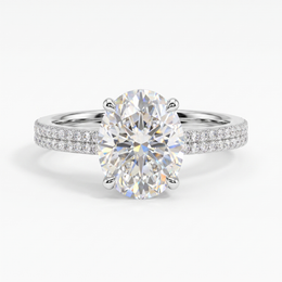 Lab-Created Oval Diamond Engagement Ring | 3.00 CT Diamonds | 18K White Gold