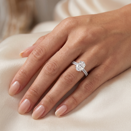 Lab-Created Oval Diamond Engagement Ring | 3.00 CT Diamonds | 18K White Gold