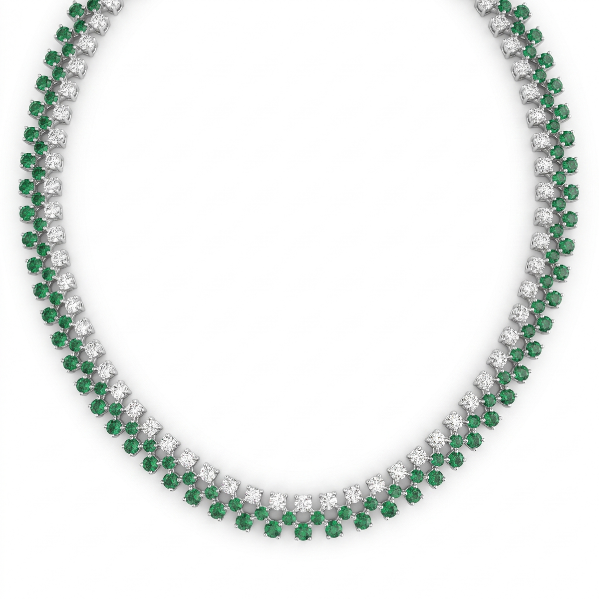 Lab-Created Diamond & Green Gemstone Necklace | 7.95 CT Diamonds | 18K White Gold Main image