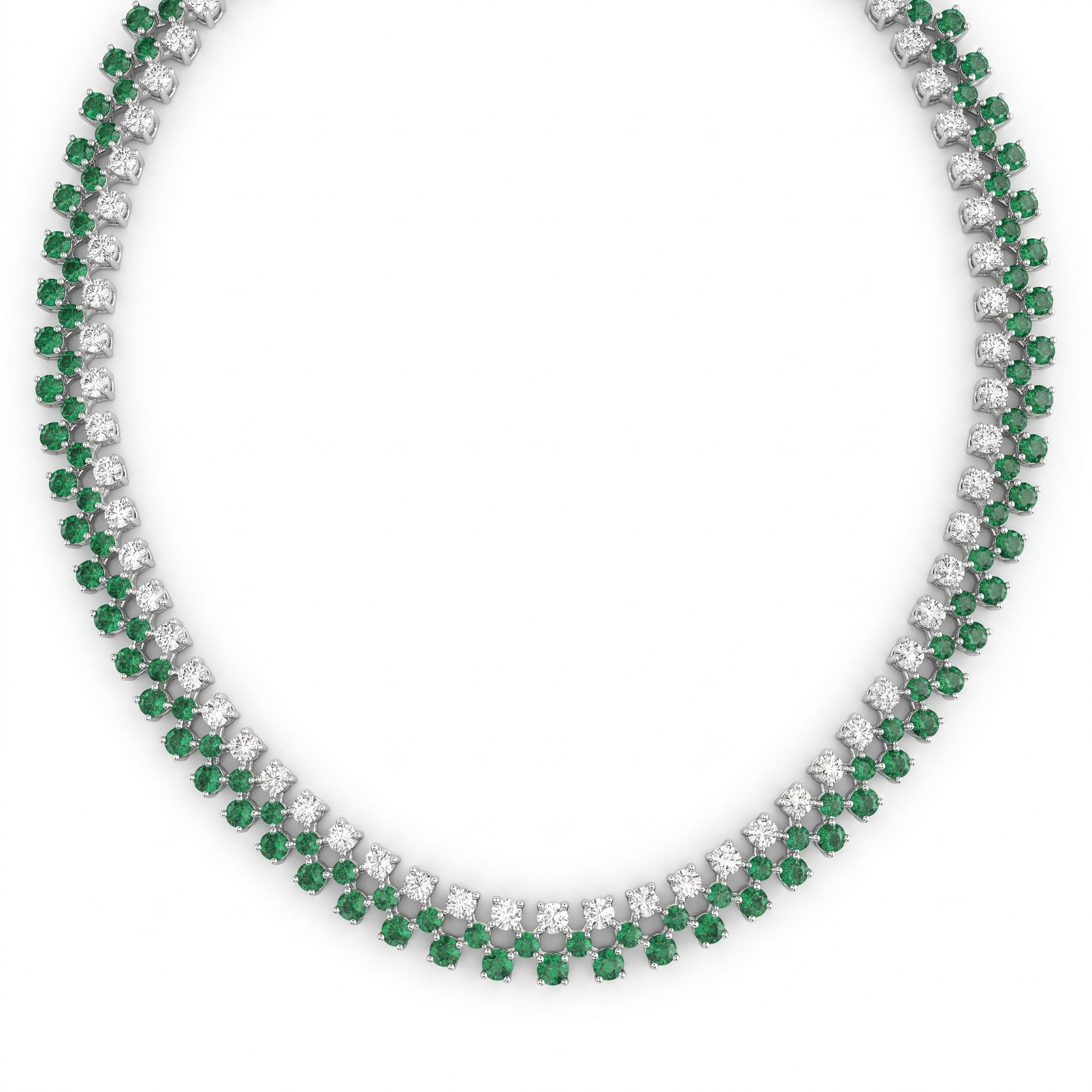 Lab-Created Diamond & Green Gemstone Necklace | 7.95 CT Diamonds | 18K White Gold