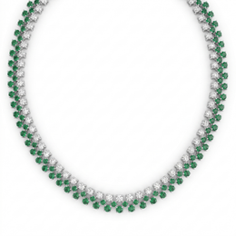 Lab-Created Diamond & Green Gemstone Necklace | 7.95 CT Diamonds | 18K White Gold