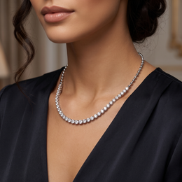 Lab-Created Diamond Tennis Necklace | 6.90 CT Diamonds | VS1 | 18K White Gold