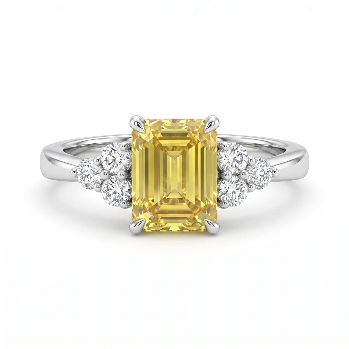 Lab-Created Yellow Diamond Cluster Ring | 1.75 CT Diamonds | 18K White Gold Main image