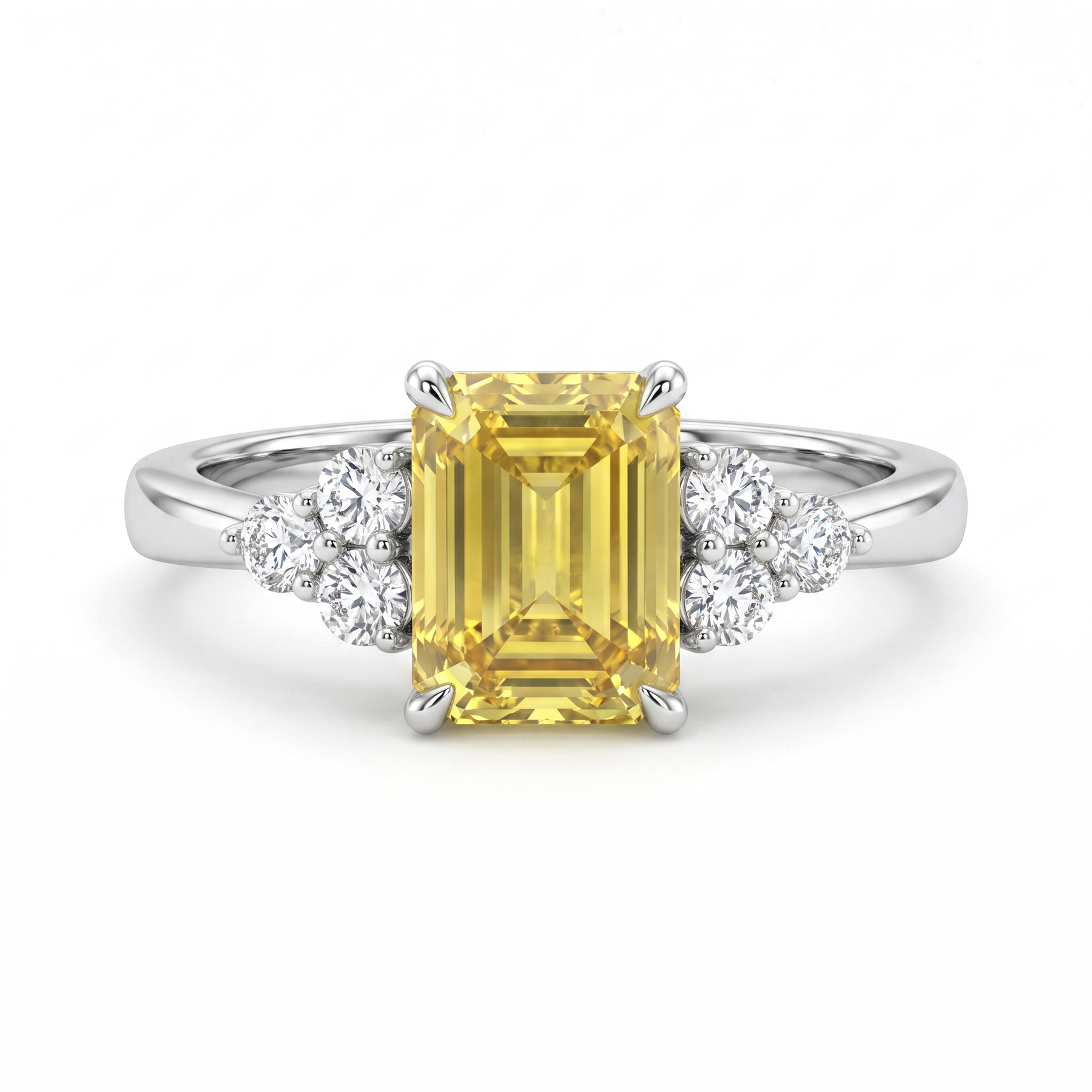 Lab-Created Yellow Diamond Cluster Ring | 1.75 CT Diamonds | 18K White Gold