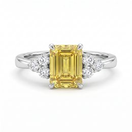 Lab-Created Yellow Diamond Cluster Ring | 1.75 CT Diamonds | 18K White Gold