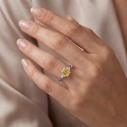 Lab-Created Yellow Diamond Cluster Ring | 1.75 CT Diamonds | 18K White Gold