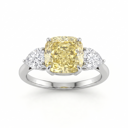 Lab-Created Yellow Diamond Three-Stone Ring | 5.35 CT Diamonds | 18K White Gold