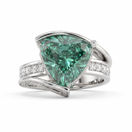 Lab-Created Green Diamond Statement Ring | 4.71 CT Diamonds | 18K White Gold