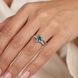 Lab-Created Green Diamond Statement Ring | 4.71 CT Diamonds | 18K White Gold