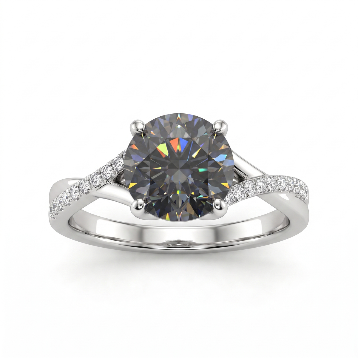 Lab-Created Gray Diamond Twist Ring | 2.16 CT Diamonds | 18K White Gold Main image