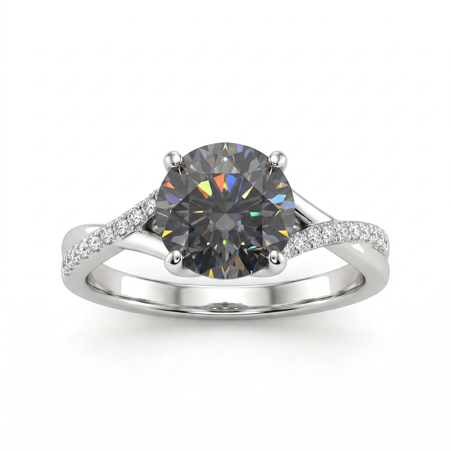 Lab-Created Gray Diamond Twist Ring | 2.16 CT Diamonds | 18K White Gold