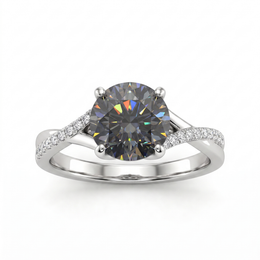 Lab-Created Gray Diamond Twist Ring | 2.16 CT Diamonds | 18K White Gold