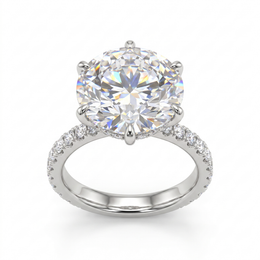 Lab-Created Round Diamond Solitaire Pavé Ring | 21.21 CT Diamonds | 18K White Gold