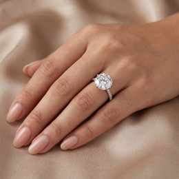 Lab-Created Round Diamond Solitaire Pavé Ring | 21.21 CT Diamonds | 18K White Gold