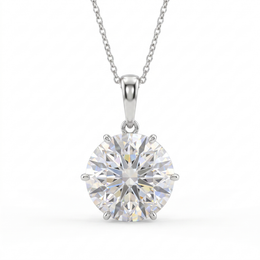 Lab-Created Round Diamond Solitaire Pendant Necklace | 12.00 CT Diamond | VS1 | 18K White Gold