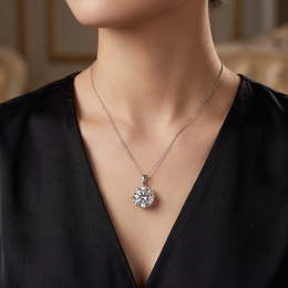 Lab-Created Round Diamond Solitaire Pendant Necklace | 12.00 CT Diamond | VS1 | 18K White Gold