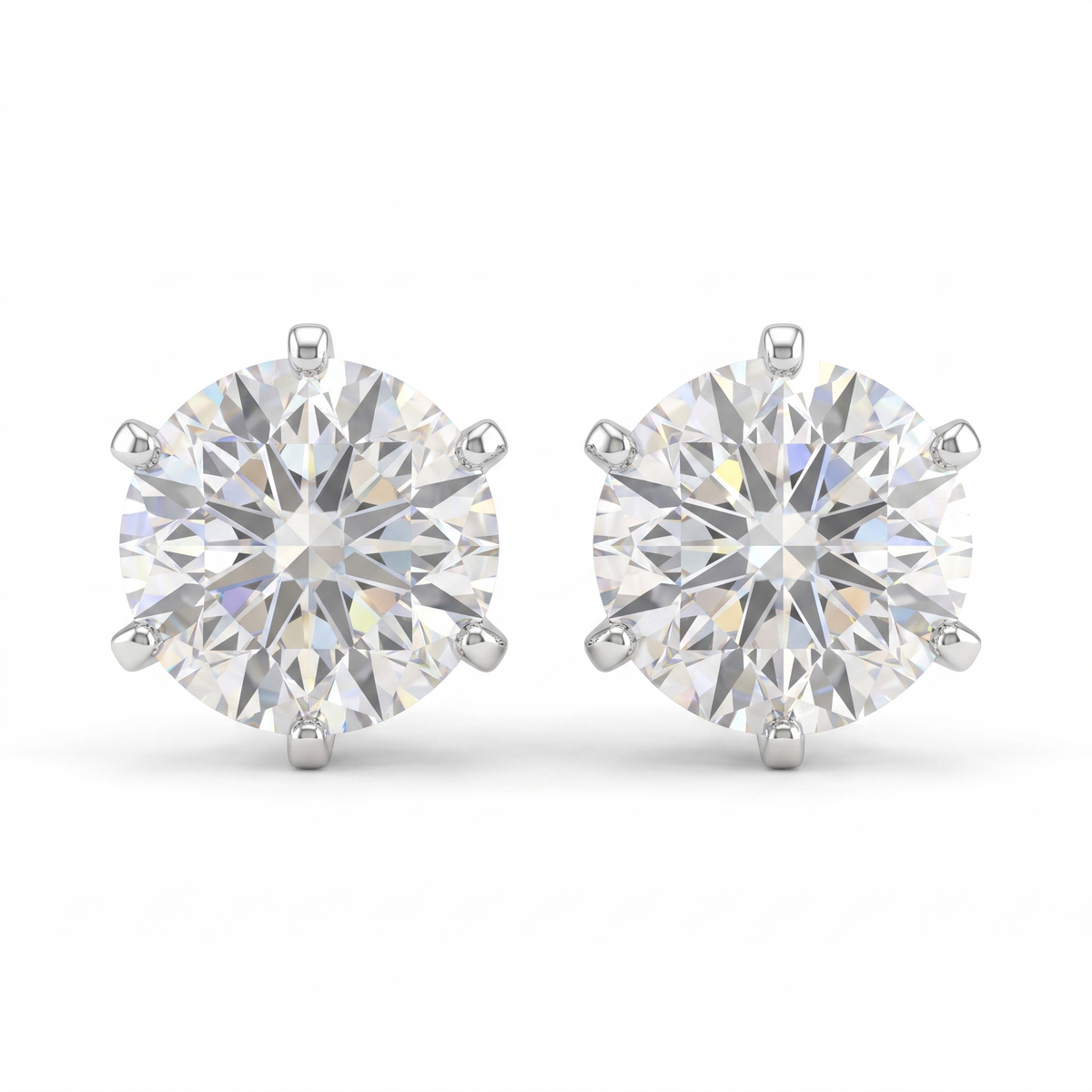 Lab-Created Round Diamond Solitaire Stud Earrings | 1.88 CT Diamonds | VS1 | 18K White Gold Main image