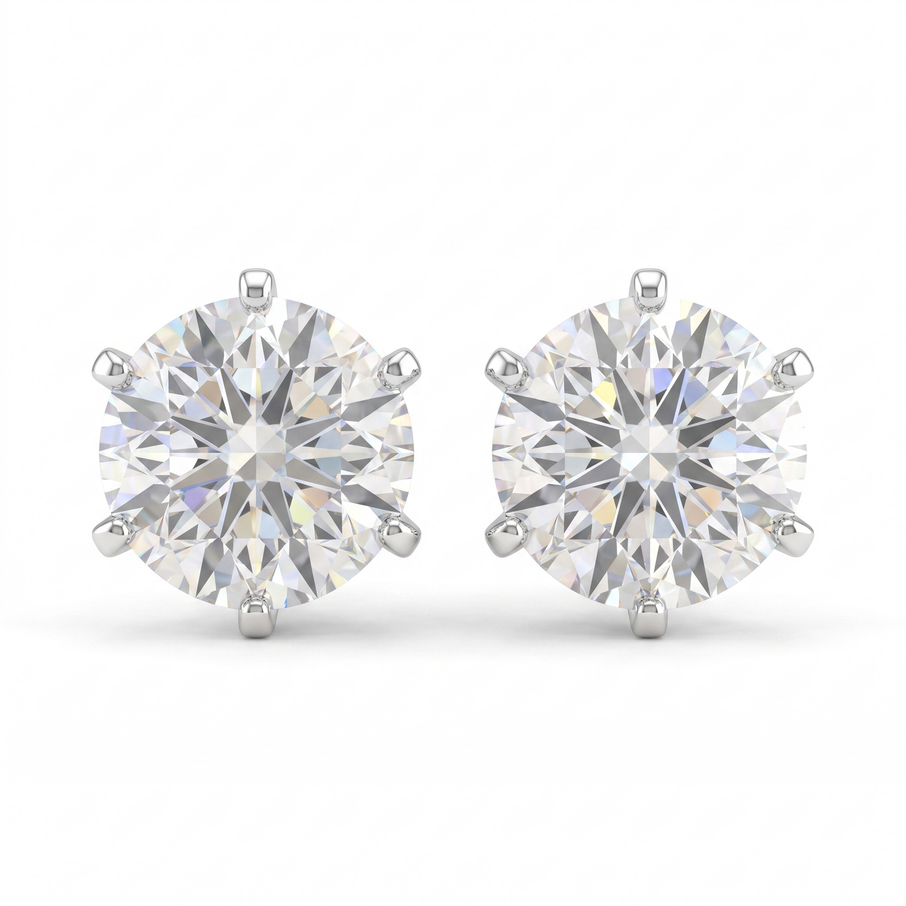 Lab-Created Round Diamond Solitaire Stud Earrings | 1.88 CT Diamonds | VS1 | 18K White Gold