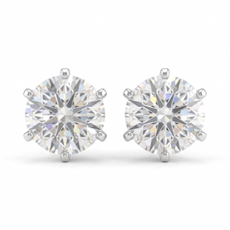 Lab-Created Round Diamond Solitaire Stud Earrings | 1.88 CT Diamonds | VS1 | 18K White Gold