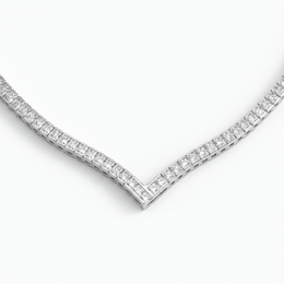 American Diamond Princess-Cut V-Shaped Tennis Necklace | Silver | 19.90 g