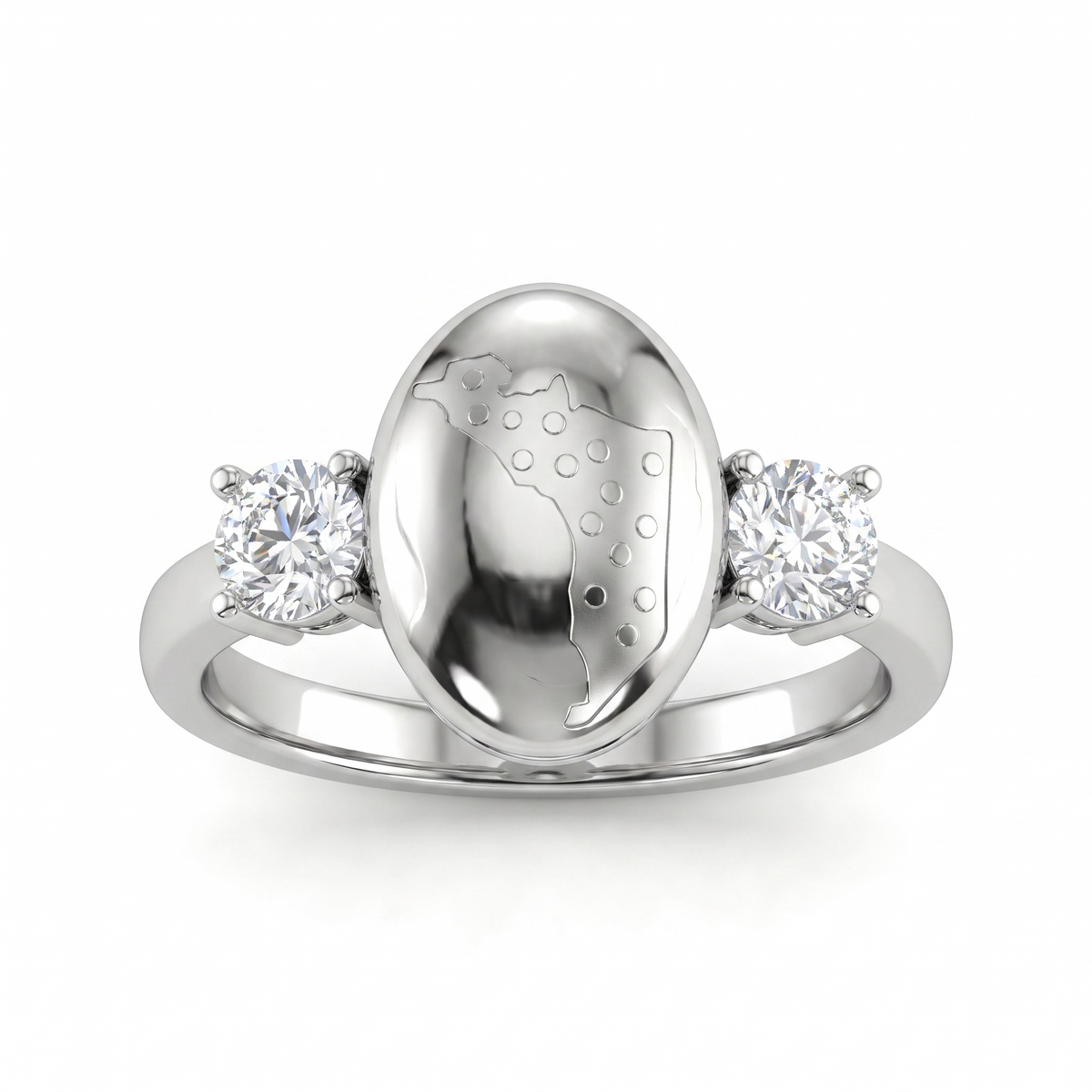 American Diamond Arabian Horse Signet Ring | Sterling Silver 925 | 2.92 g Main image