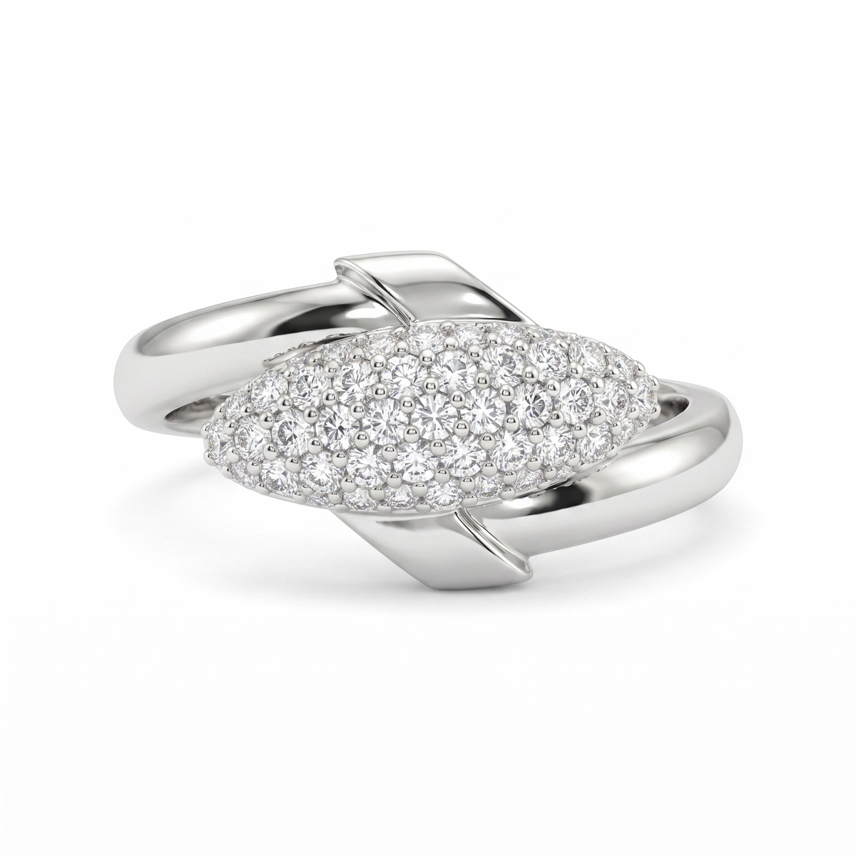 American Diamond Pavé Two-Tone Statement Ring | Silver & Gold Tone | 2.92 g Main image