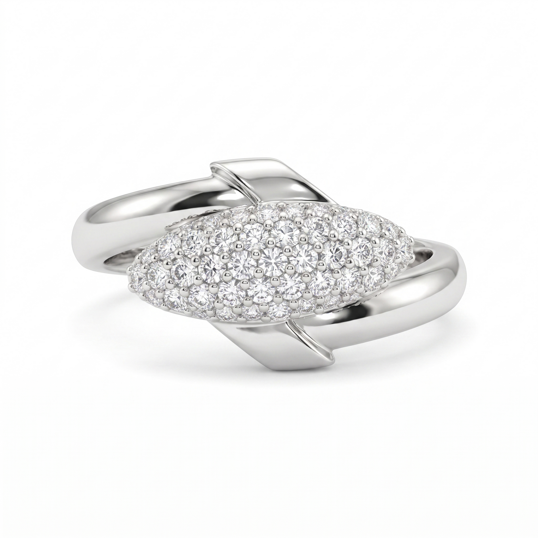 American Diamond Pavé Two-Tone Statement Ring | Silver & Gold Tone | 2.92 g