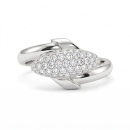 American Diamond Pavé Two-Tone Statement Ring | Silver & Gold Tone | 2.92 g