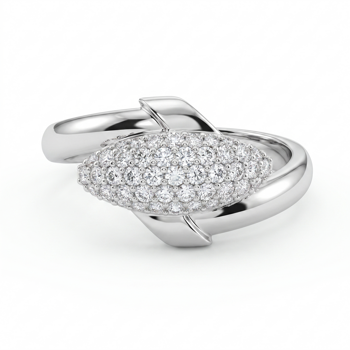 American Diamond Pavé Two-Tone Statement Ring | Silver & Gold Tone | 2.92 g