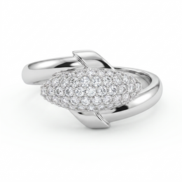 American Diamond Pavé Two-Tone Statement Ring | Silver & Gold Tone | 2.92 g