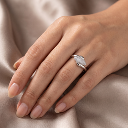 American Diamond Pavé Two-Tone Statement Ring | Silver & Gold Tone | 2.92 g