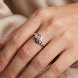 American Diamond Pavé Two-Tone Statement Ring | Silver & Gold Tone | 2.92 g