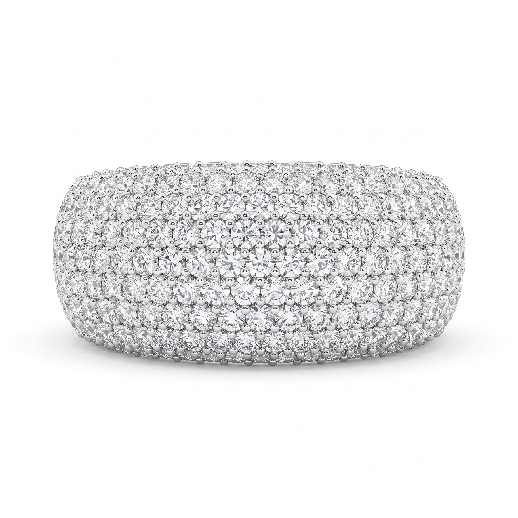 American Diamond Wide Pavé Band Ring | Sterling Silver 925 | 10.27 g