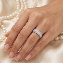 American Diamond Wide Pavé Band Ring | Sterling Silver 925 | 10.27 g
