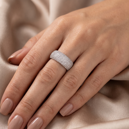 American Diamond Wide Pavé Band Ring | Sterling Silver 925 | 10.27 g