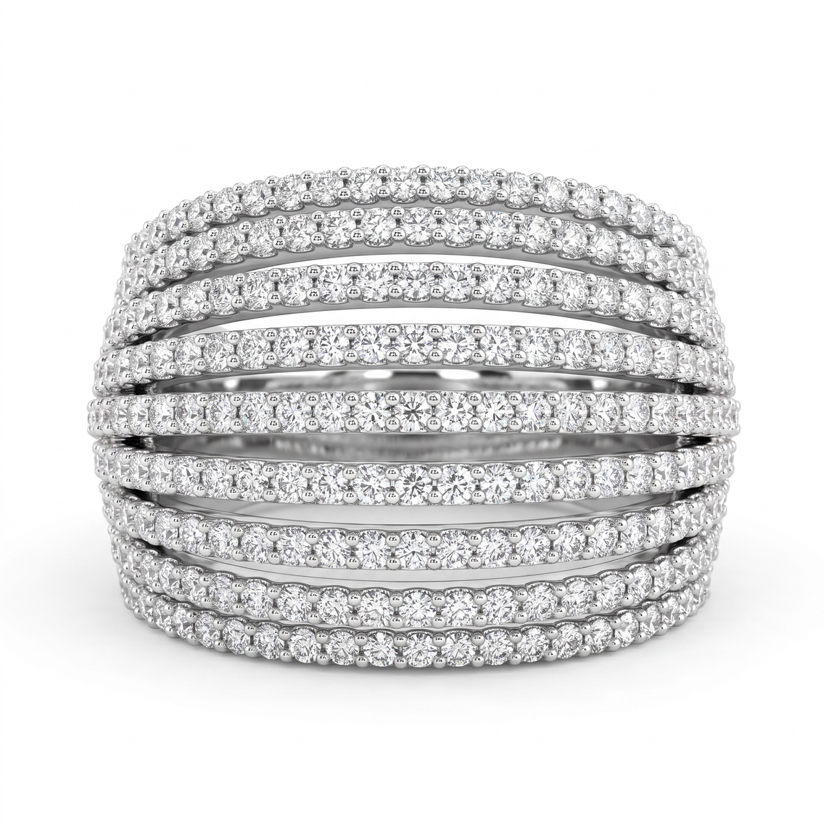 American Diamond Multi-Row Statement Band Ring | Sterling Silver 925 | 8.79 g Main image