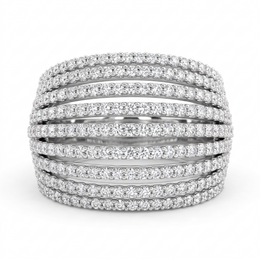 American Diamond Multi-Row Statement Band Ring | Sterling Silver 925 | 8.79 g