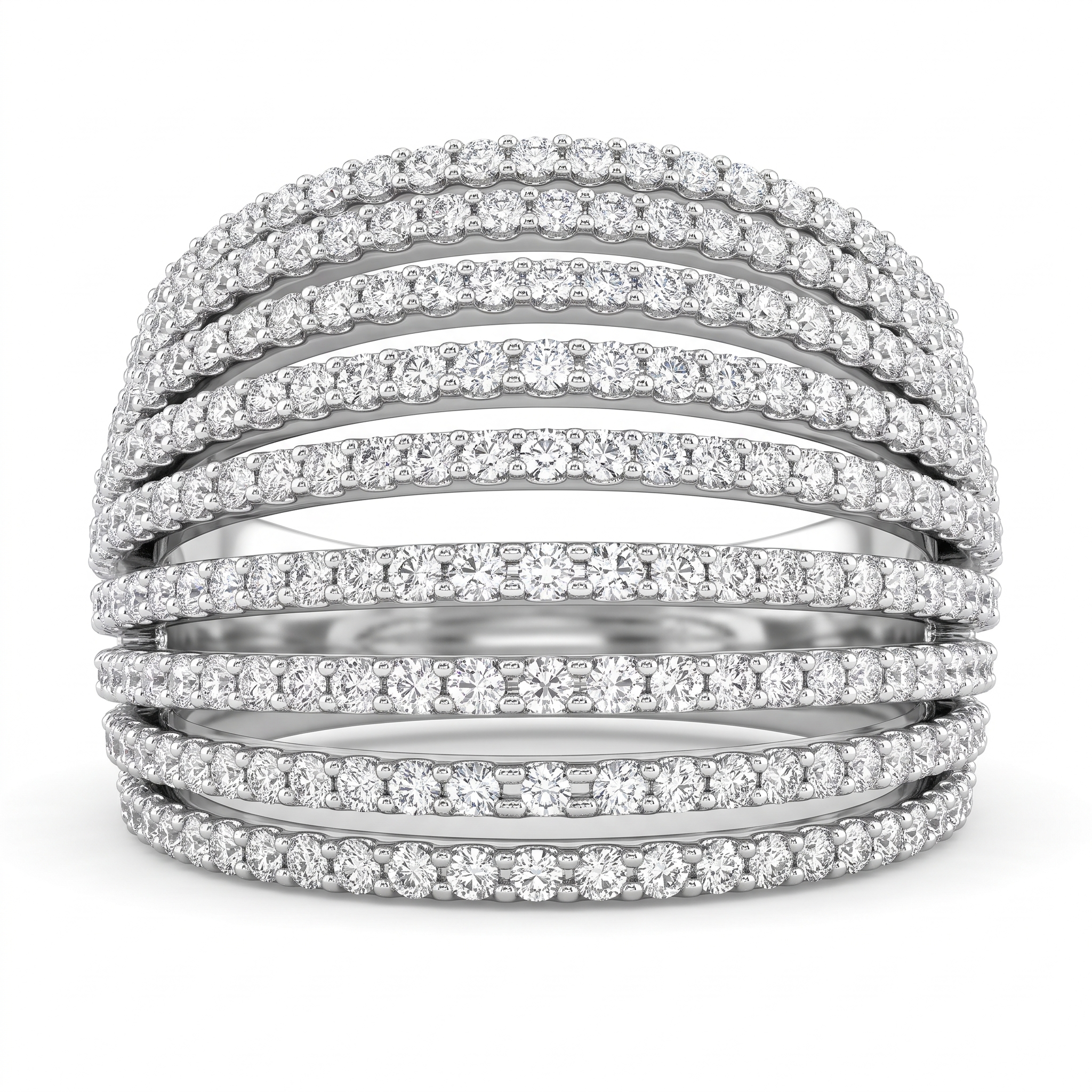 American Diamond Multi-Row Statement Band Ring | Sterling Silver 925 | 8.79 g Secondary image