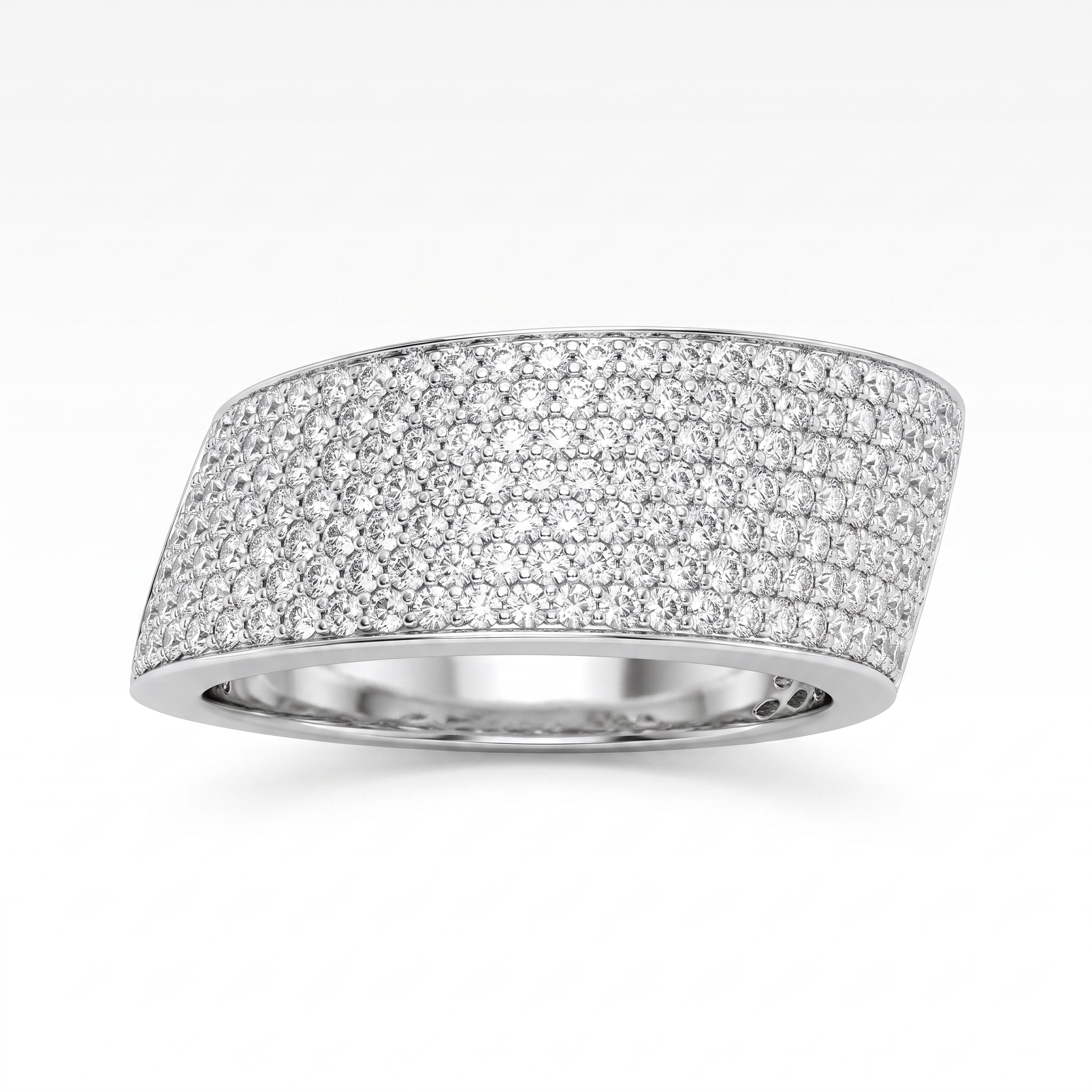 American Diamond Wide Pavé Statement Ring | Sterling Silver 925 | 9.64 g Secondary image