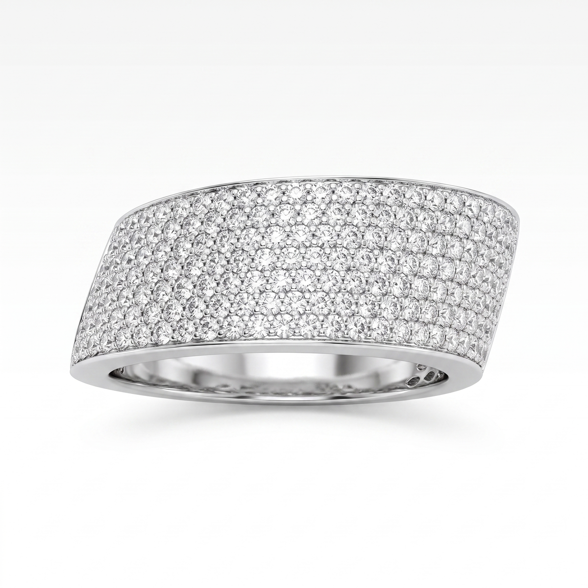 American Diamond Wide Pavé Statement Ring | Sterling Silver 925 | 9.64 g