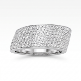 American Diamond Wide Pavé Statement Ring | Sterling Silver 925 | 9.64 g
