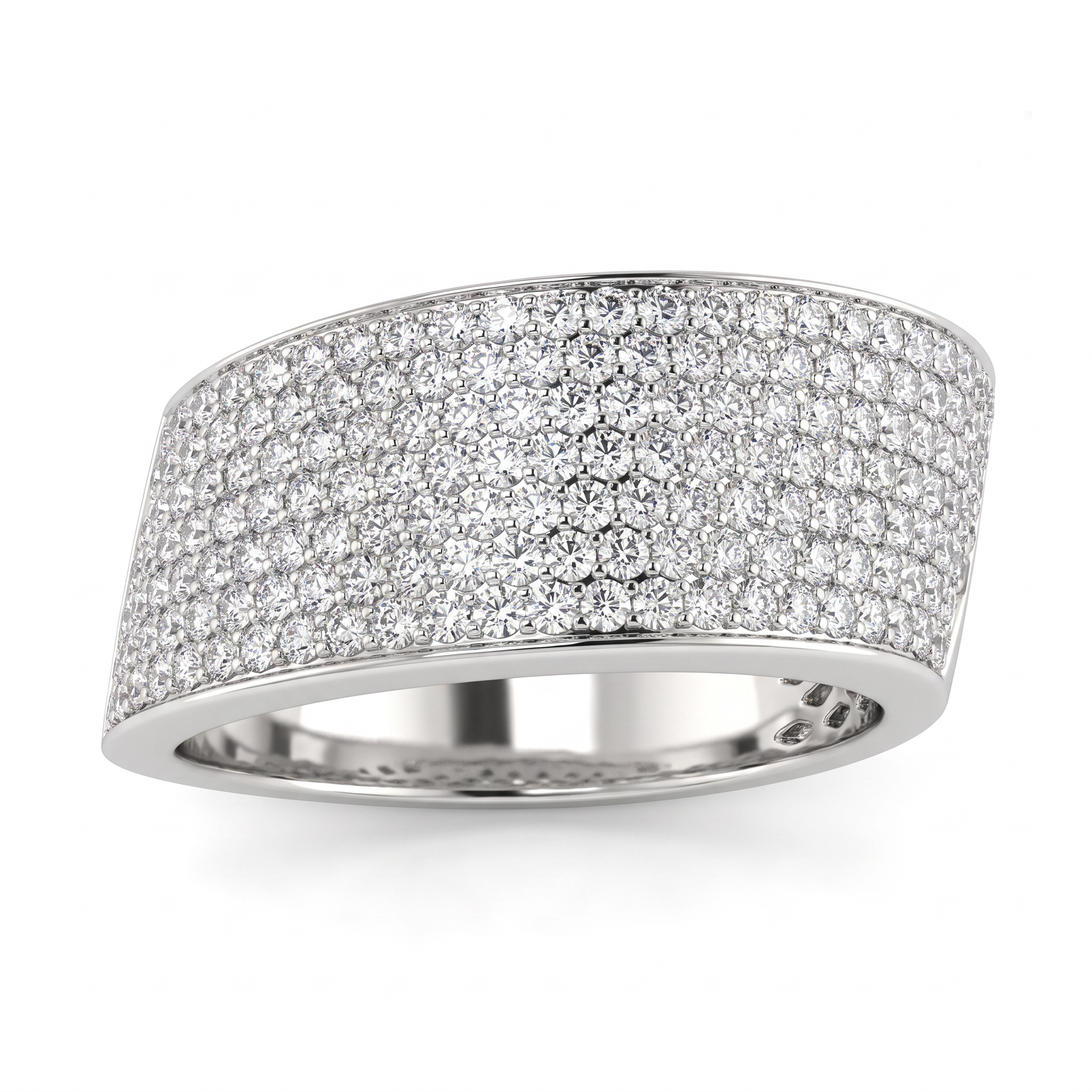 American Diamond Wide Pavé Statement Ring | Sterling Silver 925 | 9.64 g