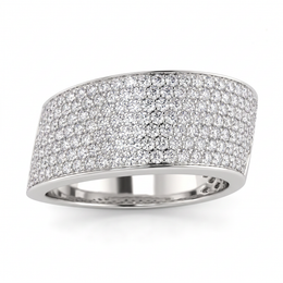 American Diamond Wide Pavé Statement Ring | Sterling Silver 925 | 9.64 g