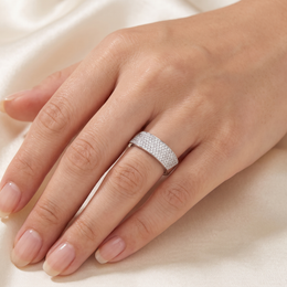 American Diamond Wide Pavé Statement Ring | Sterling Silver 925 | 9.64 g