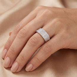 American Diamond Wide Pavé Statement Ring | Sterling Silver 925 | 9.64 g