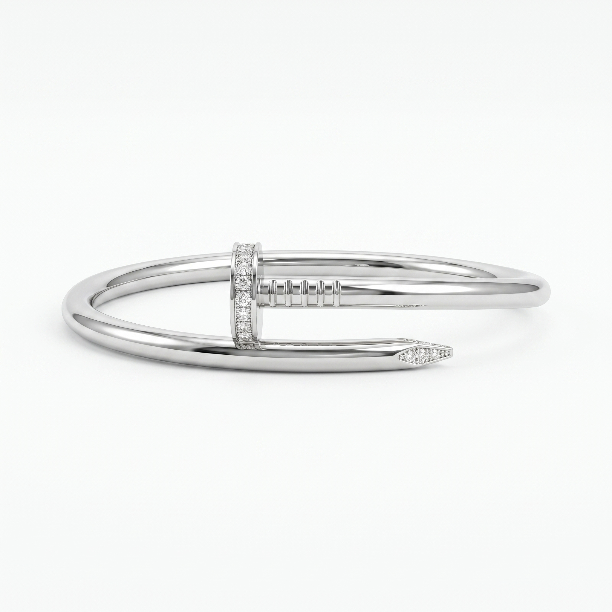 American Diamond Nail-Inspired Bangle Bracelet | Sterling Silver 925 | 21.48 g Secondary image