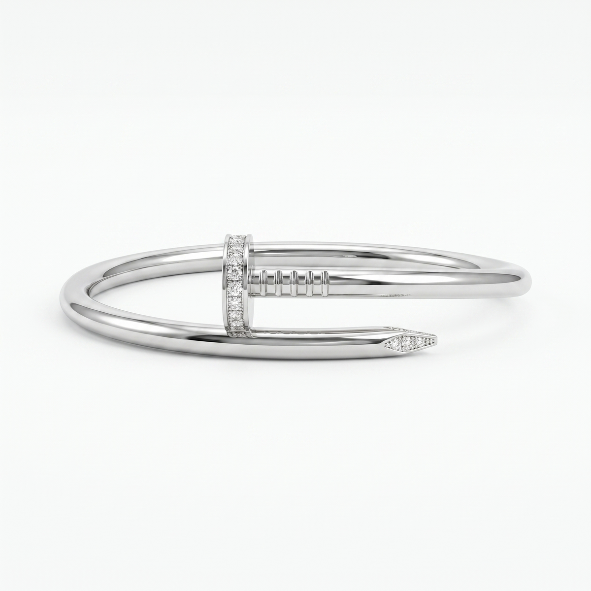 American Diamond Nail-Inspired Bangle Bracelet | Sterling Silver 925 | 21.48 g