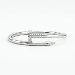 American Diamond Nail-Inspired Bangle Bracelet | Sterling Silver 925 | 21.48 g