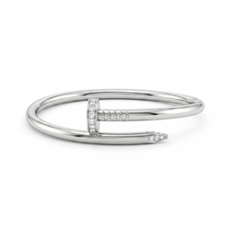 American Diamond Nail-Inspired Bangle Bracelet | Sterling Silver 925 | 21.48 g
